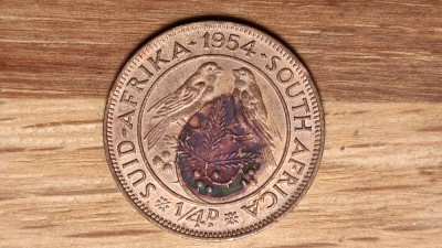 Africa de sud - moneda de colectie raruta - 1/4 penny / farthing 1954 - bronz - Elisabeta II foto