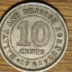 Malaya & british Borneo -moneda de colectie - 10 cents 1961 -Elisabeta- superba!