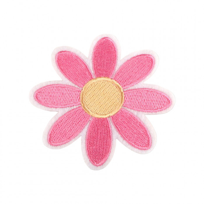 Aplicatie termoadeziva brodata Crisalida, 83 mm, floare Roz