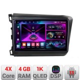 Navigatie Honda Civic 2012-2015 A-132 4+64 InCell Display 1K Android Waze USB Navigatie Internet Youtube Radio