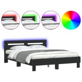 Cumpara ieftin Cadru de pat cu tablie si LED, negru, 140x200 cm