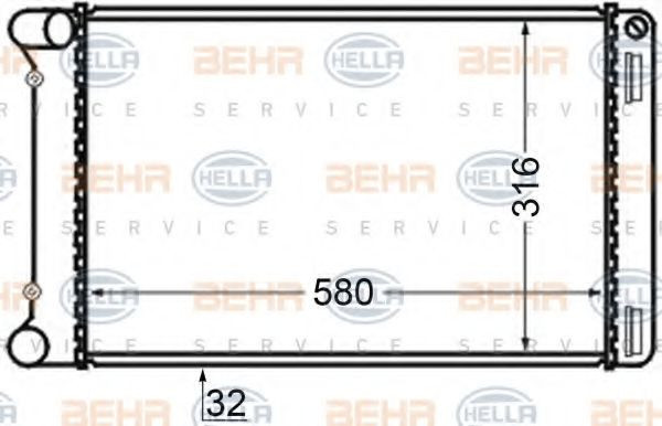 Radiator, racire motor FIAT PUNTO Van (188AX) (2000 - 2009) HELLA 8MK 376 704-641