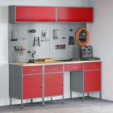 vidaXL Set de dulapuri de lucru cu sertar cu depozitare 10 pcs Roșu 3321475