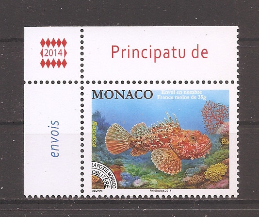 Monaco 2014 - Viața Marina - Pește Scorpion Roșu, MNH