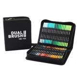 Cumpara ieftin Set Carioci pe Baza de Apa, 2 in 1, pentru Pictura, Caligrafie, 100 Culori, Penar Negru, Corp Carioca Negru, 23.5 x 19.5 x 7.5 cm, Multicolor