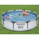 Piscina Bestway Steel Pro MAX 305x76 cm + Pompa Filtrare, Rotunda, Gri, 4678L, Gradina