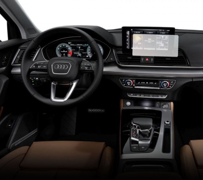 Folie Protectie Display Navigatie, Duragon, Audi Q5 2020-2024, silicon Transparent, Anti-zgarieturi, Kit instalare