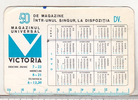 bnk cld Calendar de buzunar 1969 - Magazinul Victoria