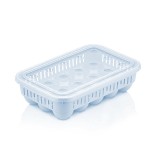 Cumpara ieftin Cutie alimentara din plastic, pentru oua, etans, stivuibil, albastru, 15 compartimente