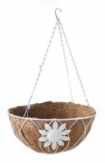 Ghiveci cosulet suspendabil cu fibra de nuca de cocos cu lant, rotund, 30.5 cm foto
