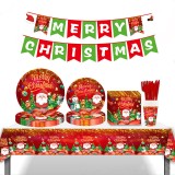 Set 81 piese vesela petrecere de Craciun pentru 10 persoane, decorarea completa a mesei, Rosu