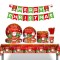 Set 81 piese vesela petrecere de Craciun pentru 10 persoane, decorarea completa a mesei, Rosu