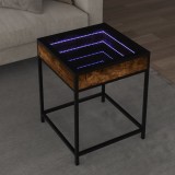 VidaXL Măsuță de cafea cu LED infinity, stejar fumuriu, 40x40x51 cm