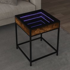 vidaXL Măsuță de cafea cu LED infinity, stejar fumuriu, 40x40x51 cm 847674