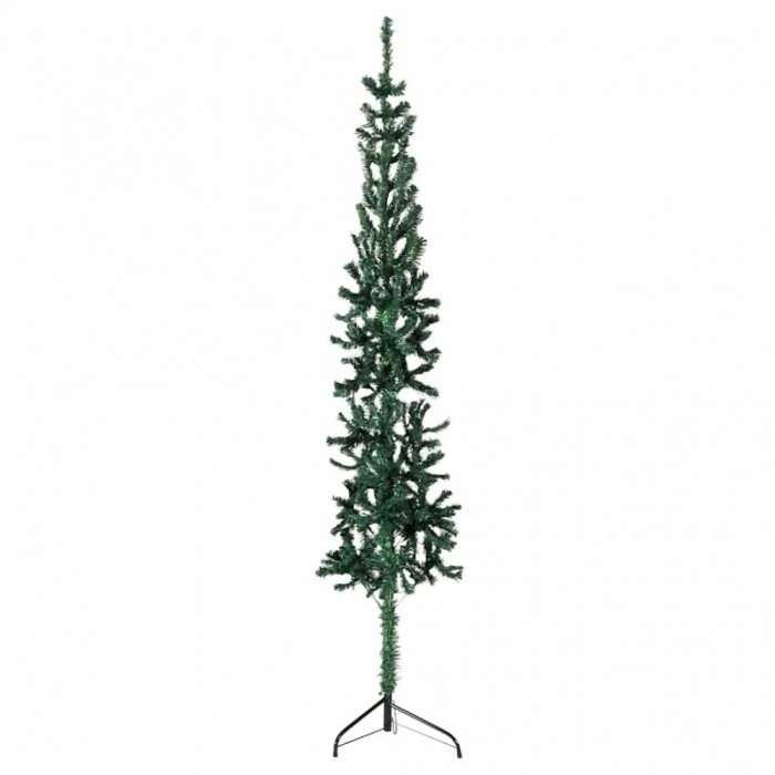 vidaXL Jumătate brad de Crăciun subțire cu suport, verde, 210 cm