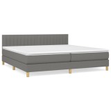 Cumpara ieftin Pat box spring cu saltea, gri inchis, 200x200 cm, textil