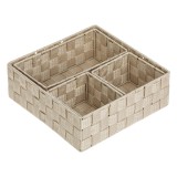Set 4 Cosuri de Depozitare Bej, Tip Ratan cu Cadru Metalic, 3 Dimensiuni, CMCLASS