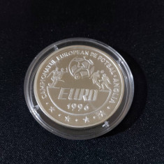 Romania 100 lei, 1996 - UEFA EURO 1996 – Fotbal Moneda de argint