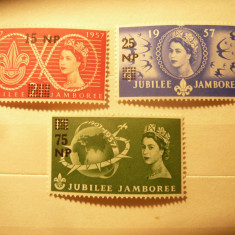 Serie Muscat colonie Britanica 1957 - Jubileu Jamboree , R.Elisabeta ,3 valori