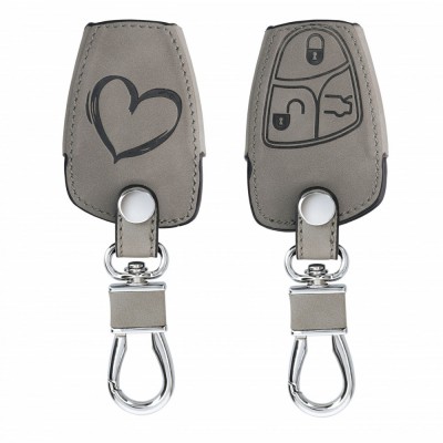 Husa Cheie Auto pentru Mercedes Benz - 2-3 Butoane, kwmobile, Piele nabuc, Gri, 54576.01 foto