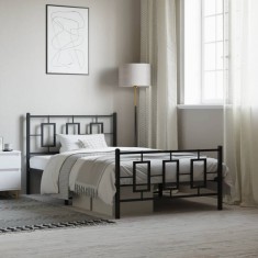 vidaXL Cadru pat metalic cu tăblii de cap/picioare, negru, 107x203 cm 374255