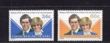 Serie Completă 2 Timbre Insulele Cocos Keeling 1981 Nunta Regală Prințul Charles și Prințesa Diana Neștampilate - A875