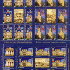 2013 , Lp 1991 c , Oradea - 900 ani de atestare , minicoli 8 timbre +1 vin. -MNH
