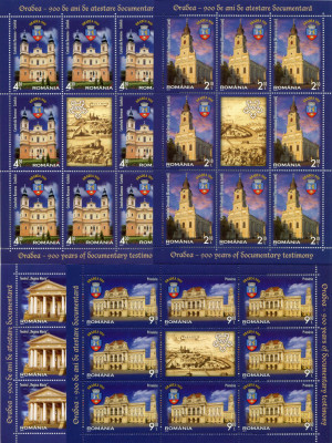 2013 , Lp 1991c , Oradea - 900 ani de atestare , minicoli 8 timbre +1 vin. -MNH foto