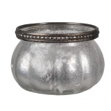 Cumpara ieftin Suport lumanare sticla argintie 9x6 cm