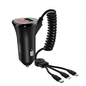 INCARCATOR AUTO XO-CC36, 3 IN 1, LIGHTNING (APPLE) / MICRO USB / USB TYPE-C, 15W, NEGRU, BLISTER foto