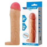 Manșon PRETTY LOVE Hani, pentru extensia și &icirc;ngroșarea penisului, cu inel pentru testicule, +5 cm &icirc;n lungime, culoarea pielii