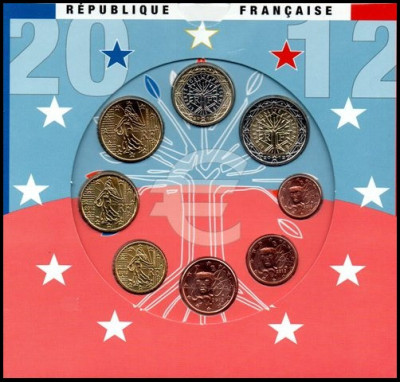 FRANTA 2012 - Set monetarie 1 cent-2 euro - FOLDER/ BU / sigilat foto