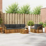 vidaXL Set de canapele de exterior cu pernă 7 pcs Natural și Antracit 3374427