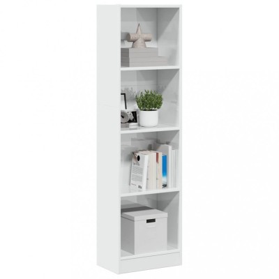Bibliotecă, alb extralucios, 40x24x143 cm, lemn prelucrat foto
