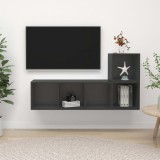 Cumpara ieftin Set de dulapuri TV, 2 piese, gri, lemn prelucrat