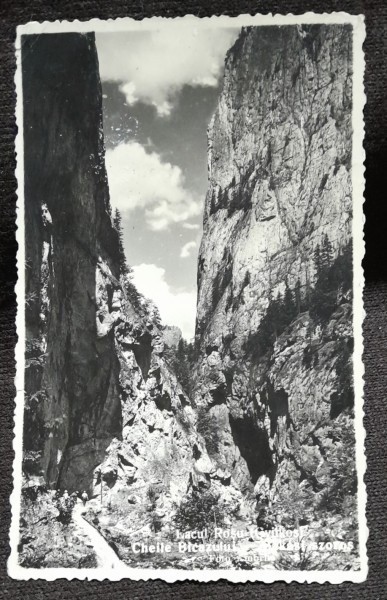 Fotografie tip carte postala, Lacul Rosu Cheile Bicazului, 1937