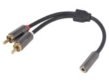 Cablu Jack 3,5mm Soclu la RCA 2x 0,2m Aurit
