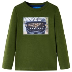 Tricou pentru copii cu m&acirc;neci lungi, kaki &icirc;nchis, 140