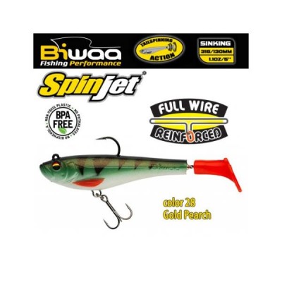 Swimbait Biwaa Spinjet 13cm, 30g, culoare 28 Gold Pearch foto