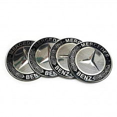 Set 4 stickere Mercedes din tabla autoadezive 56mm pentru jante aliaj