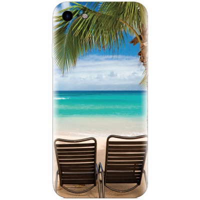 Husa silicon pentru Apple Iphone 8, Beach Chairs Palm Tree Seaside foto