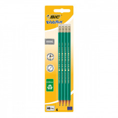 Set 4 creioane cu radiera Grafit Eco Evolution Bic, HB 2