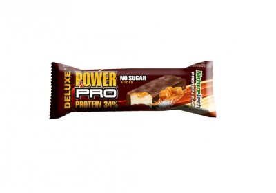 Baton energizat POWER PRO DELUXE 34% proteina, FARA ZAHAR CARAMEL SARAT 80g foto