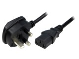 Cablu 3x1mm2 BS 1363 cu mufă IEC C13 mamă PVC 2,5m negru