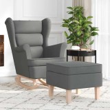 vidaXL Scaun balansoar cu taburet, gri &icirc;nchis, textil