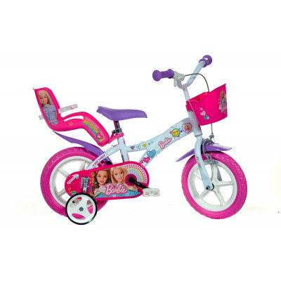 Bicicleta Dino Bikes, 12 inch, 87-110 cm, roti EVA, scaun reglabil, maxim 40 kg, 3 ani+, model Barbie la plimbare, Roz foto