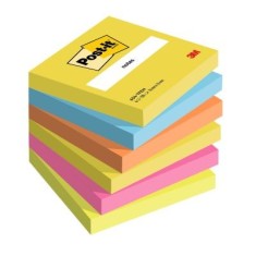 Notite adezive, Post-it, 76 x 76 mm, multicolor, neon, 100 file, 6 bucati/set, 100% PEFC