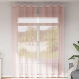 Perdele Voile Roz 140x300 cm vidaXL, Set 2 Bucati, Ocheti Metalici, Semitransparente, Poliester