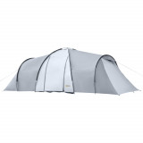 Cumpara ieftin Outsunny Cort Camping 4-5 Persoane 2 Camere Familie Impermeabil Baldachin 590x245x193cm Gri | Aosom Romania