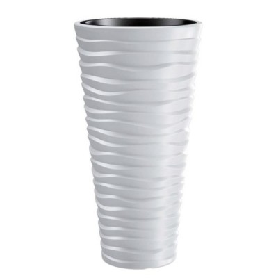 Ghiveci decorativ de flori,&amp;nbsp;rotund, inalt, alb, 39x75 cm, Sand Slim GartenVIP DiyLine foto